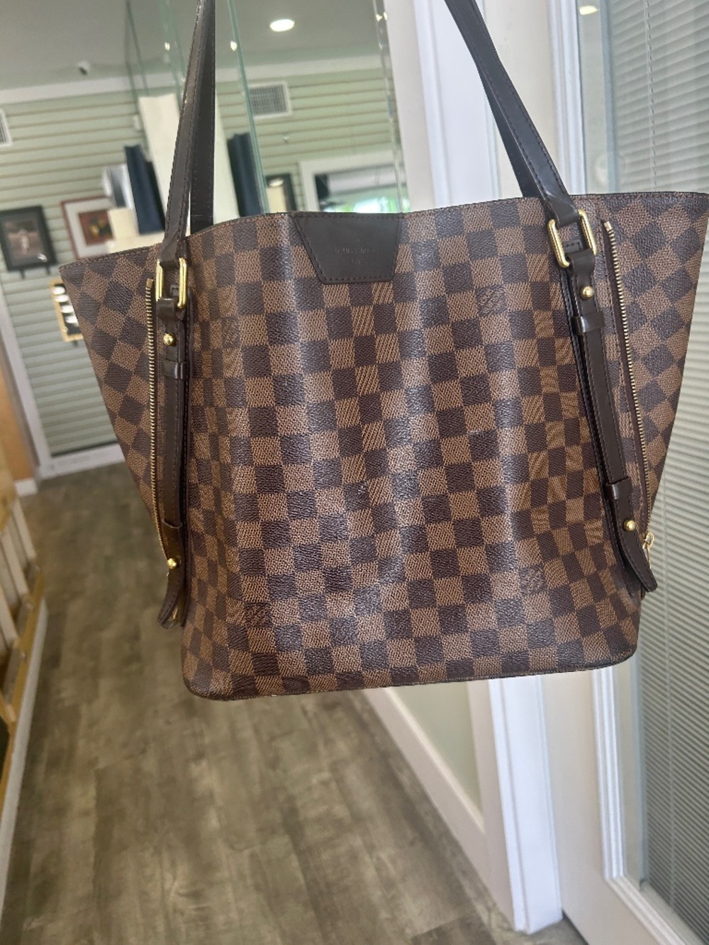 Pre Owned Louis Vuitton Damier Ebene Cabas Rivington tote